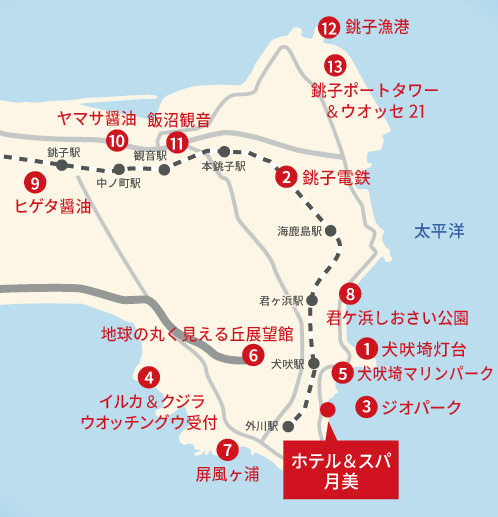 周辺観光の地図